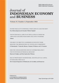 Image of JURNAL : JORNAL OF INDONESIAN ECONOMY and BUSISNESS VOLUME 38, NUMBER 3